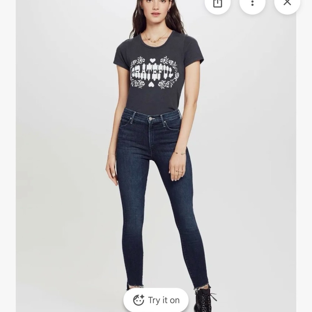MOTHER Stunner Step-Hem Skinny Ankle Jeans in Disco Doll - Disco Doll
